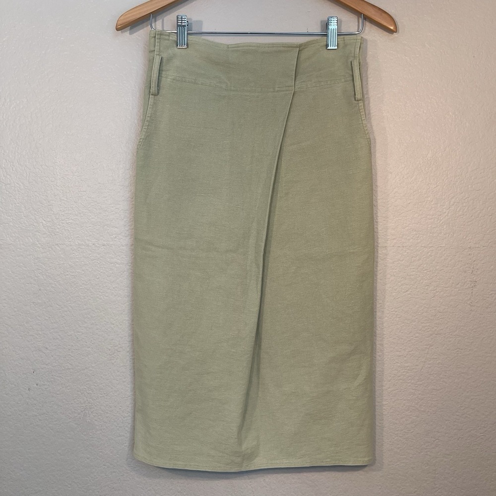 Anthropologie Maeve XS Sage Green Cotton Blend Pencil Skirt Stretch Casual